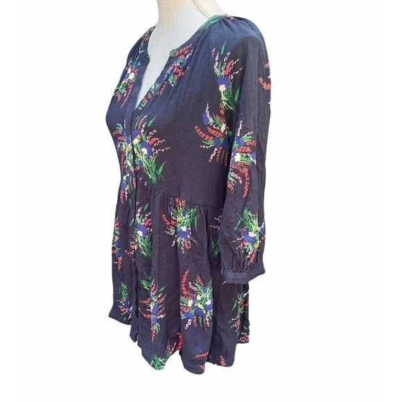 ANTHROPOLOGIE Maeve Winona Babydoll Tunic Navy Floral Print Blouse Size Small - Picture 4 of 8